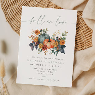 Elegant Pumpkin Fall in Love Wedding Invitation