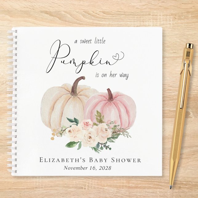 Elegant Pumpkin Floral Baby Girl Shower Guest Book (Creator Uploaded)