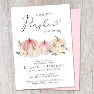 Elegant Pumpkin Floral Baby Girl Shower Invitation