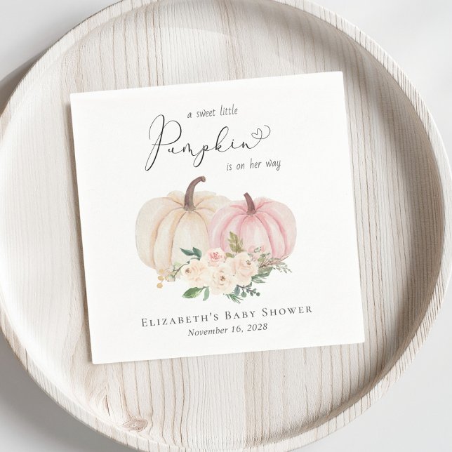 Elegant Pumpkin Floral Baby Girl Shower Napkin (Creator Uploaded)