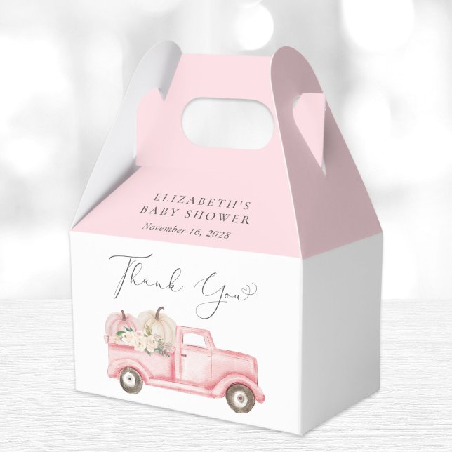 Elegant Pumpkin Floral Baby Girl Shower Thank You Favour Box (Creator Uploaded)