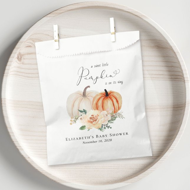 Elegant Pumpkin Floral Baby Shower Favour Bag (Creator Uploaded)