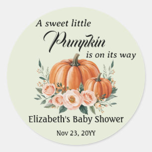 Elegant Pumpkin Floral Baby Shower Thank You Classic Round Sticker