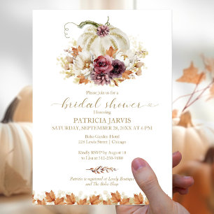 Elegant Pumpkin Floral Budget Bridal Shower invite Flyer
