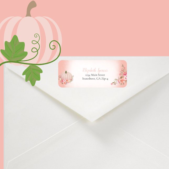 Elegant Pumpkin Floral Return Address Return Address Label (Creator Uploaded)