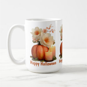 Elegant Pumpkin & Flowers Halloween Coffee Mug