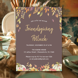 Elegant Pumpkin Friendsgiving Potluck Invitation