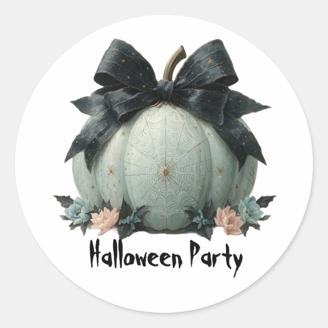 Elegant Pumpkin Halloween Party Design Classic Round Sticker (Front)