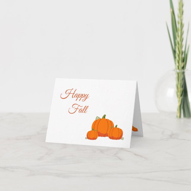 Elegant Pumpkin "Happy Fall" Note Cards (Front)