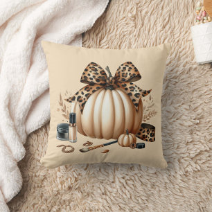 elegant  pumpkin large print leopard tie  cushion