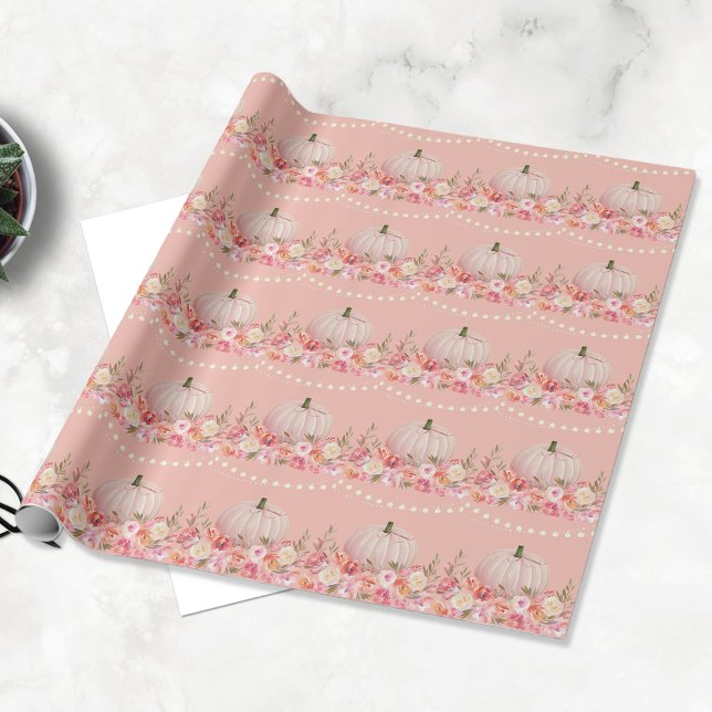 Elegant Pumpkin Pattern | Blush Pink Wrapping Paper (Creator Uploaded)