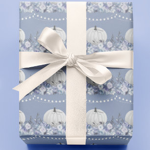 Elegant Pumpkin Pattern   Dusty Blue Wrapping Paper
