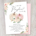 Elegant Pumpkin Pink Floral Baby Girl Shower Invitation<br><div class="desc">An elegant baby girl shower invitation featuring "a sweet little pumpkin is on her way" in modern soft grey typography and a script with a heart swash and watercolors of pink and cream pumpkins and floral bouquets.</div>