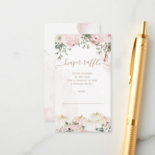 elegant pumpkin pink floral diaper raffle ticket enclosure card