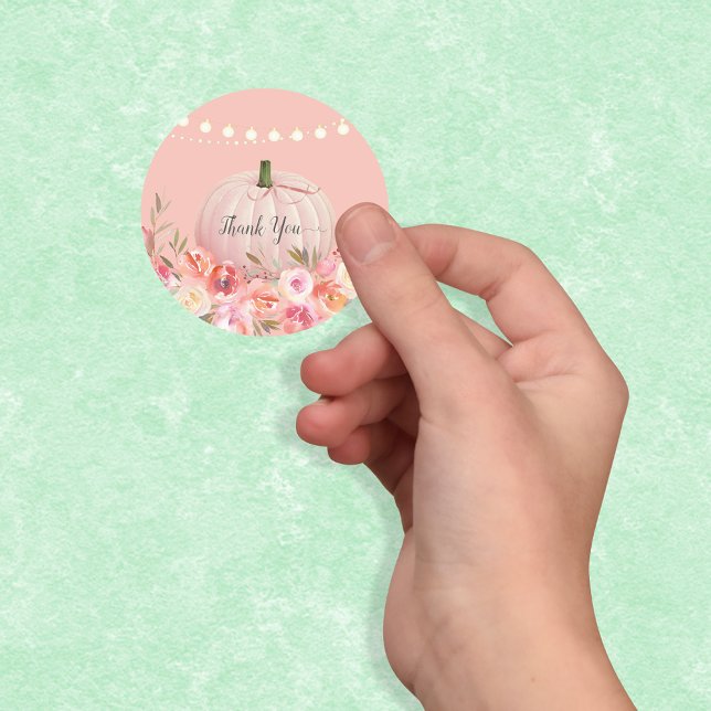 Elegant Pumpkin Thank You Classic Round Sticker (Creator Uploaded)