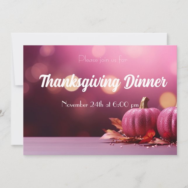 Elegant Pumpkin Thanksgiving Dinner Invitation (Front)