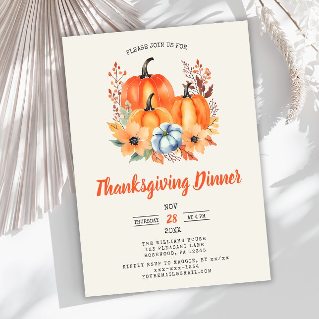 Elegant Pumpkin Thanksgiving Dinner Invitation (Creator Uploaded)