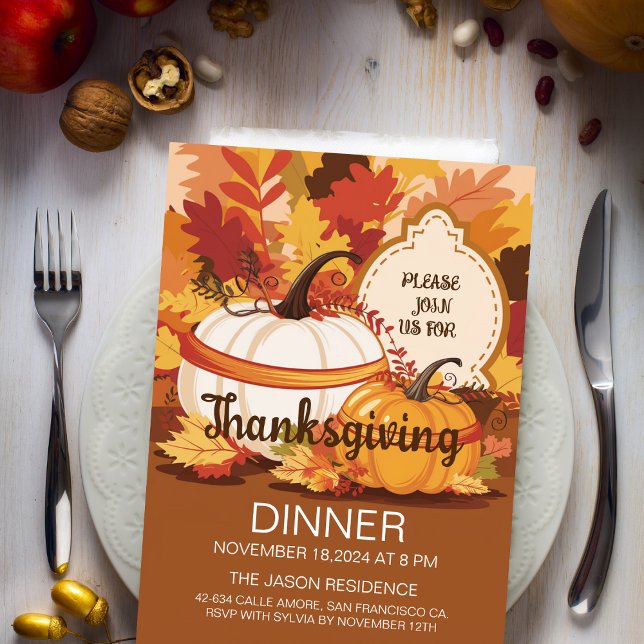Elegant Pumpkin-Themed Thanksgiving Dinner Invitation (Thanksgiving invite)