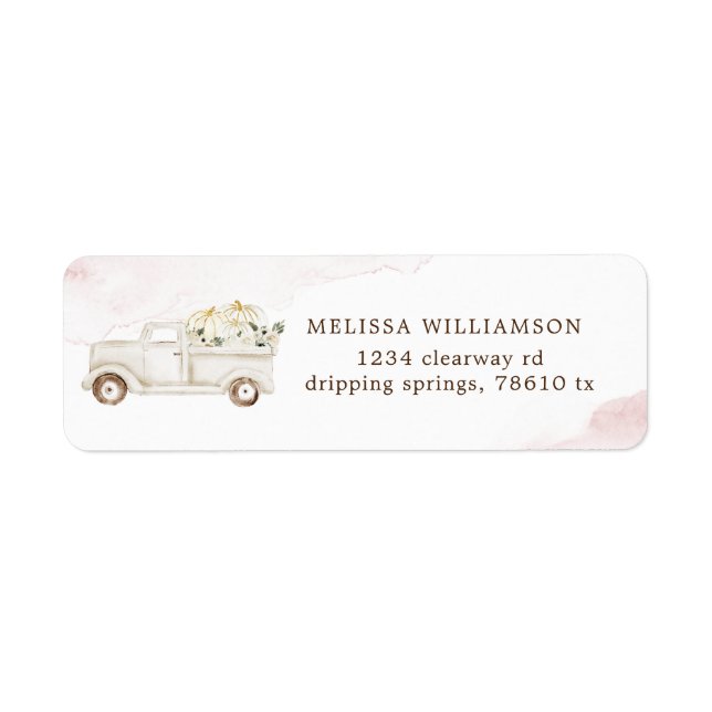 elegant pumpkin truck pink floral return address label (Front)