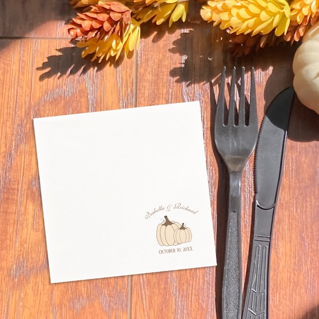 Elegant Pumpkins Fall Wedding Paper Napkin (Creator Uploaded)