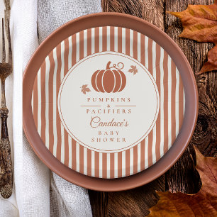 Elegant Pumpkins & Pacifiers Baby Shower Paper Plate