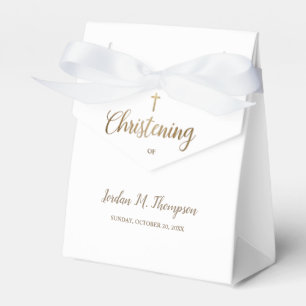 Elegant Pure White Gold cross Custom Christening Favour Box