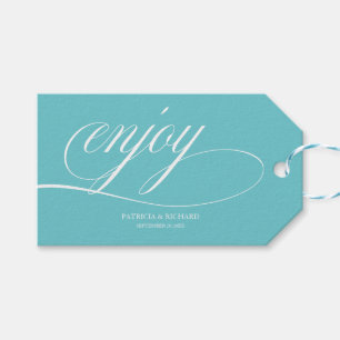 Elegant Purist Blue Enjoy Wedding Favour Tags