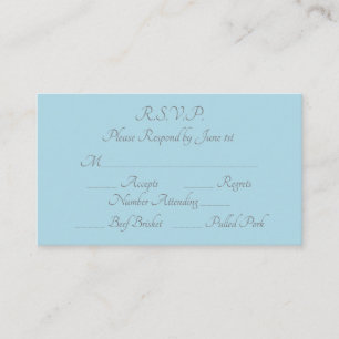 Elegant Purist Blue Grey Formal Wedding RSVP Card