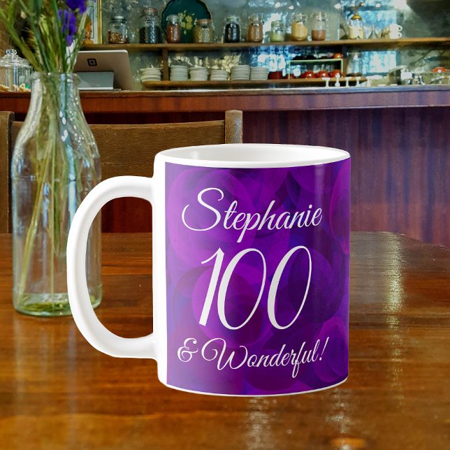 Elegant Purple 100 and Wonderful Birthday  Coffee Mug (Creator Uploaded)
