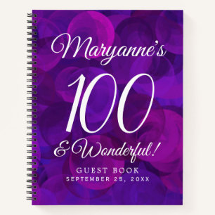 Elegant Purple 100 and Wonderful Birthday Party Notebook