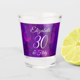 Elegant Purple 30 and Flirty Birthday Party Shot Glass
