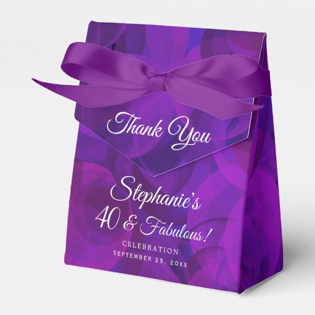 Elegant Purple 40 and Fabulous Birthday Party Favour Box (Front Side)