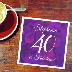 Elegant Purple 40 and Fabulous Birthday Party Napkin