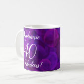 Elegant Purple 40 and Fabulous Year Personalised Coffee Mug (Front Left)