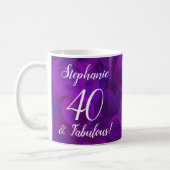 Elegant Purple 40 and Fabulous Year Personalised Coffee Mug (Left)