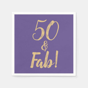 Elegant Purple "50 & Fab!" 50th Birthday Party Napkin