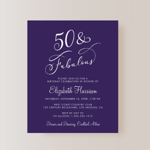 Elegant Purple 50th Birthday Party Invitation