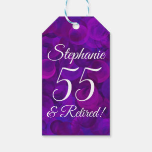 Elegant Purple 55 and Retired Retirement Gift Tags