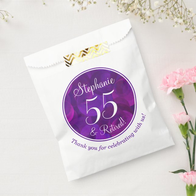 Elegant Purple 55 and Retired Retirement Party Favour Bag (Sealed)
