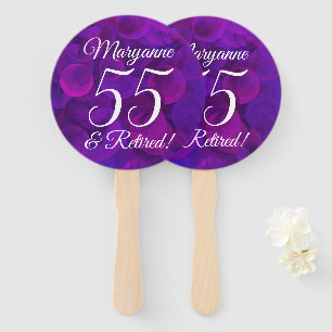 Elegant Purple 55 and Retired Retirement Party Hand Fan