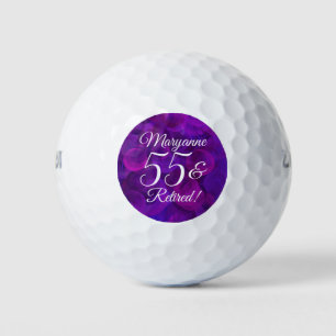 Elegant Purple 55 & Retired Retirement Party Golf Balls