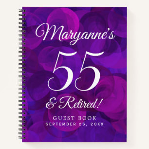 Elegant Purple 55 & Retired Retirement Party Notebook