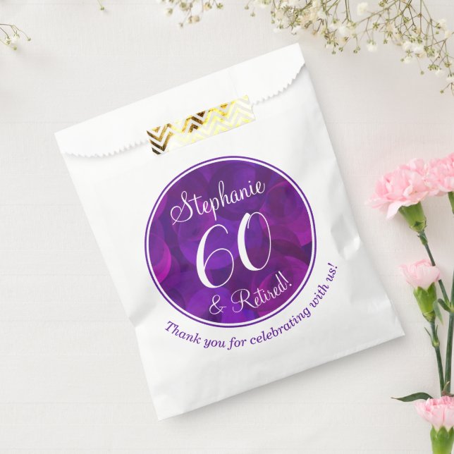 Elegant Purple 60 and Retired Retirement Party Favour Bag (Sealed)