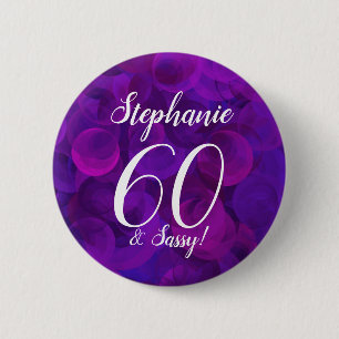 Elegant Purple 60 and Sassy Birthday Party 6 Cm Round Badge