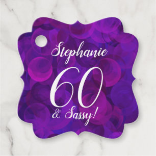 Elegant Purple 60 and Sassy Birthday Party Favour Tags
