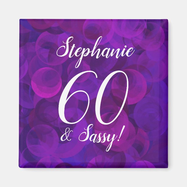 Elegant Purple 60 and Sassy Birthday Party Magnet (Front)