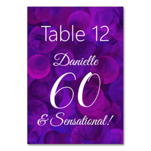 Elegant Purple 60 and Sensational Birthday Party Table Number
