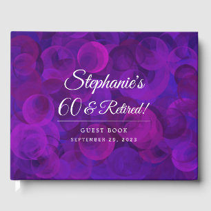 Elegant Purple 60 & Retired Retirement Guest Book