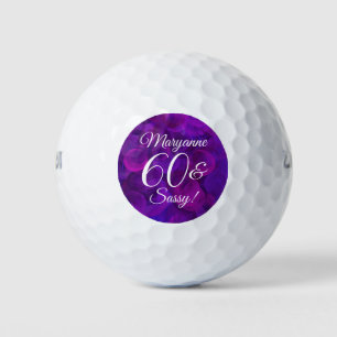 Elegant Purple 60 & Sassy Birthday Party Golf Balls
