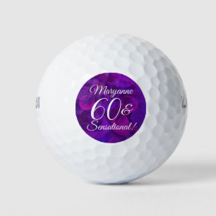 Elegant Purple 60 & Sensational Birthday Party Golf Balls